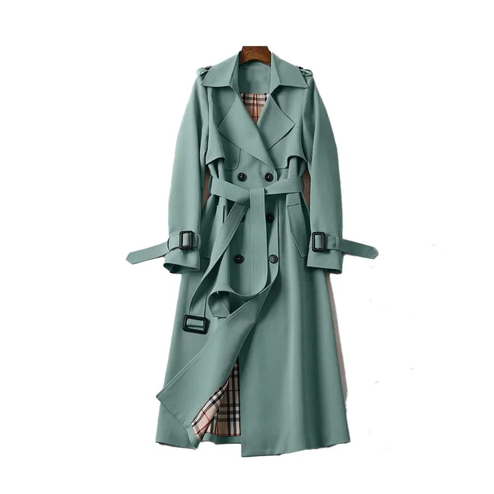 Women's Longline Trench Coat | Double-Breasted Outerwear