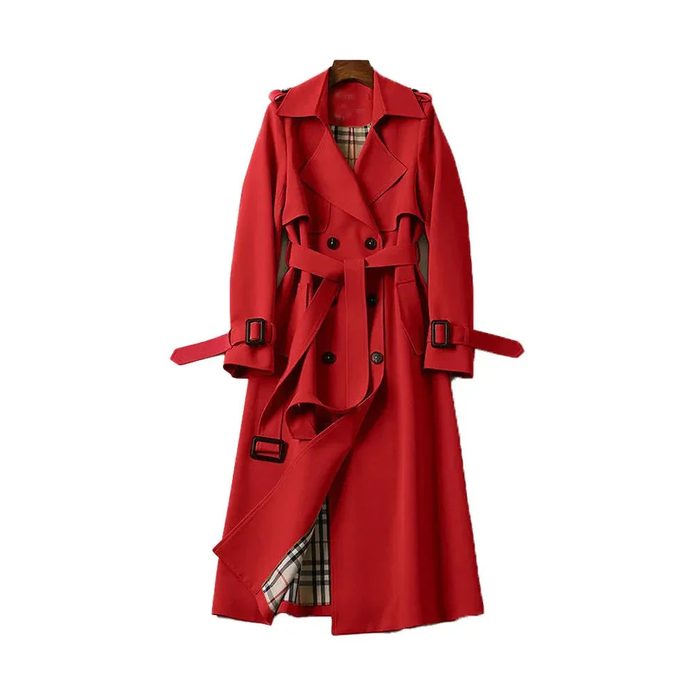 Women's Longline Trench Coat | Double-Breasted Outerwear