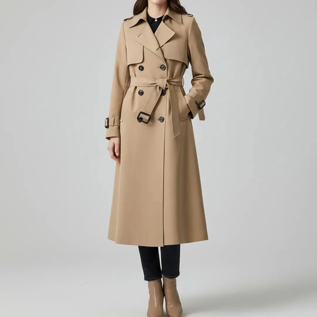 Women's Longline Trench Coat | Double-Breasted Outerwear