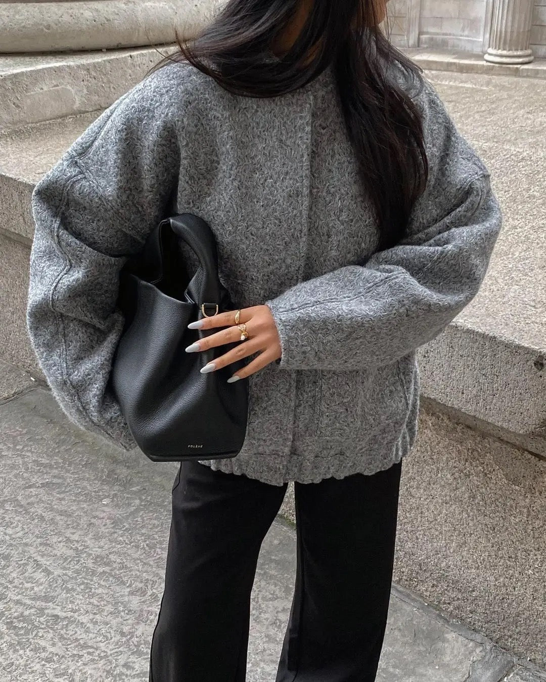 Women's Oversized Tweed Bomber Jacket | Cozy Autumn Style