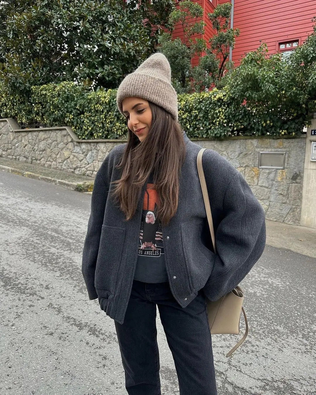 Women's Oversized Tweed Bomber Jacket | Cozy Autumn Style