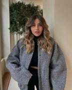 Women's Oversized Tweed Bomber Jacket | Cozy Autumn Style