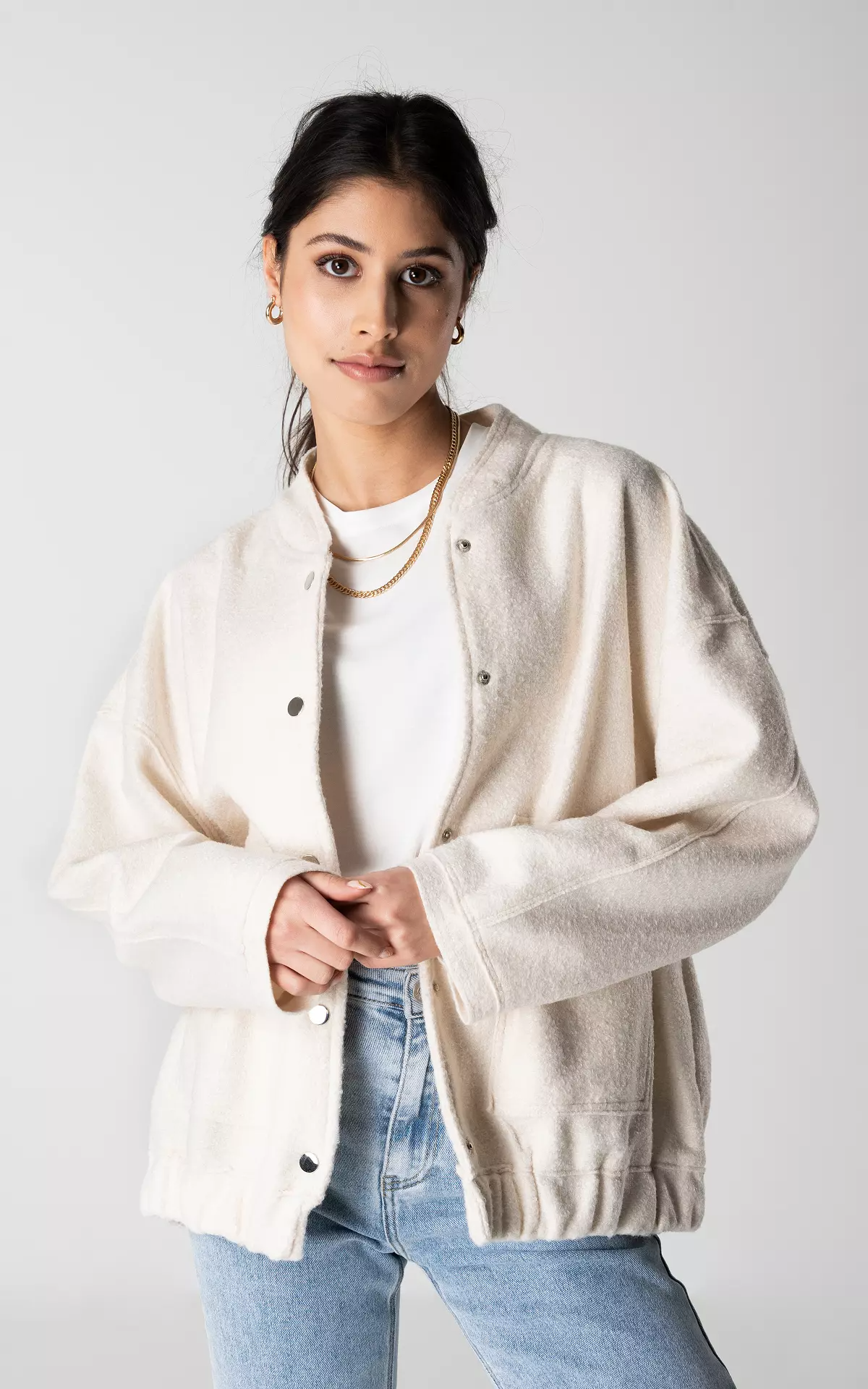Women's Oversized Tweed Bomber Jacket | Cozy Autumn Style