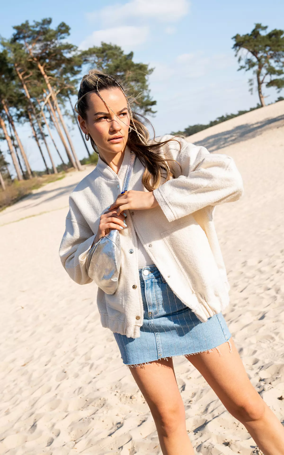 Women's Oversized Tweed Bomber Jacket | Cozy Autumn Style