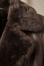 Women's Brown Leather Shearling Jacket – Warm Winter Coat