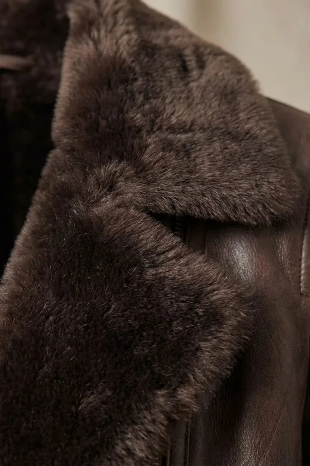 Women's Brown Leather Shearling Jacket – Warm Winter Coat