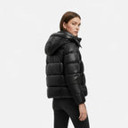 Women's Shiny Hooded Puffer Jacket | Slim Fit Short Coat