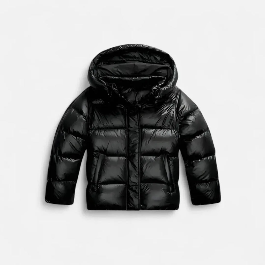 Women's Shiny Hooded Puffer Jacket | Slim Fit Short Coat