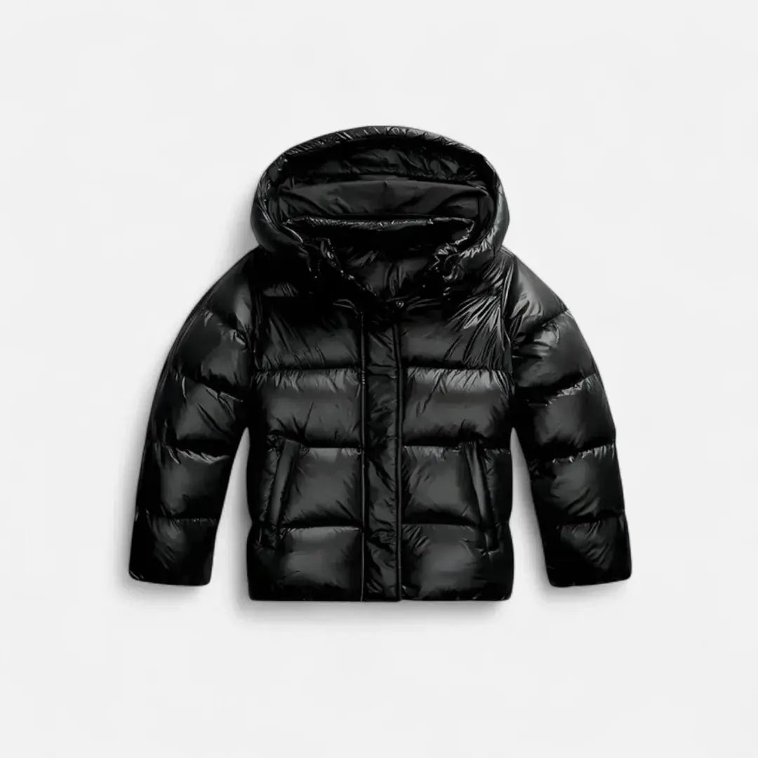 Women's Shiny Hooded Puffer Jacket | Slim Fit Short Coat