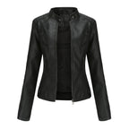 Black leather jacket on a white background