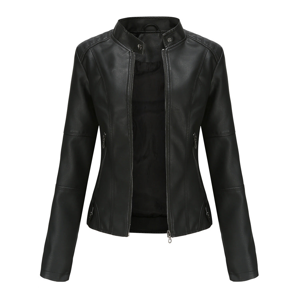 Black leather jacket on a white background