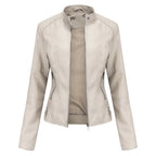 Beige leather jacket on a white background