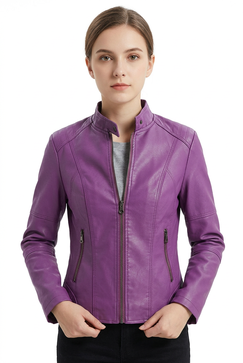 Women's Slim Leather Jacket | Lightweight Casual Coat