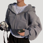 Women's Spring Cropped Zip-Up Hoodie Jacket | Bella Casual Coat