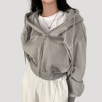 Women's Spring Cropped Zip-Up Hoodie Jacket | Bella Casual Coat