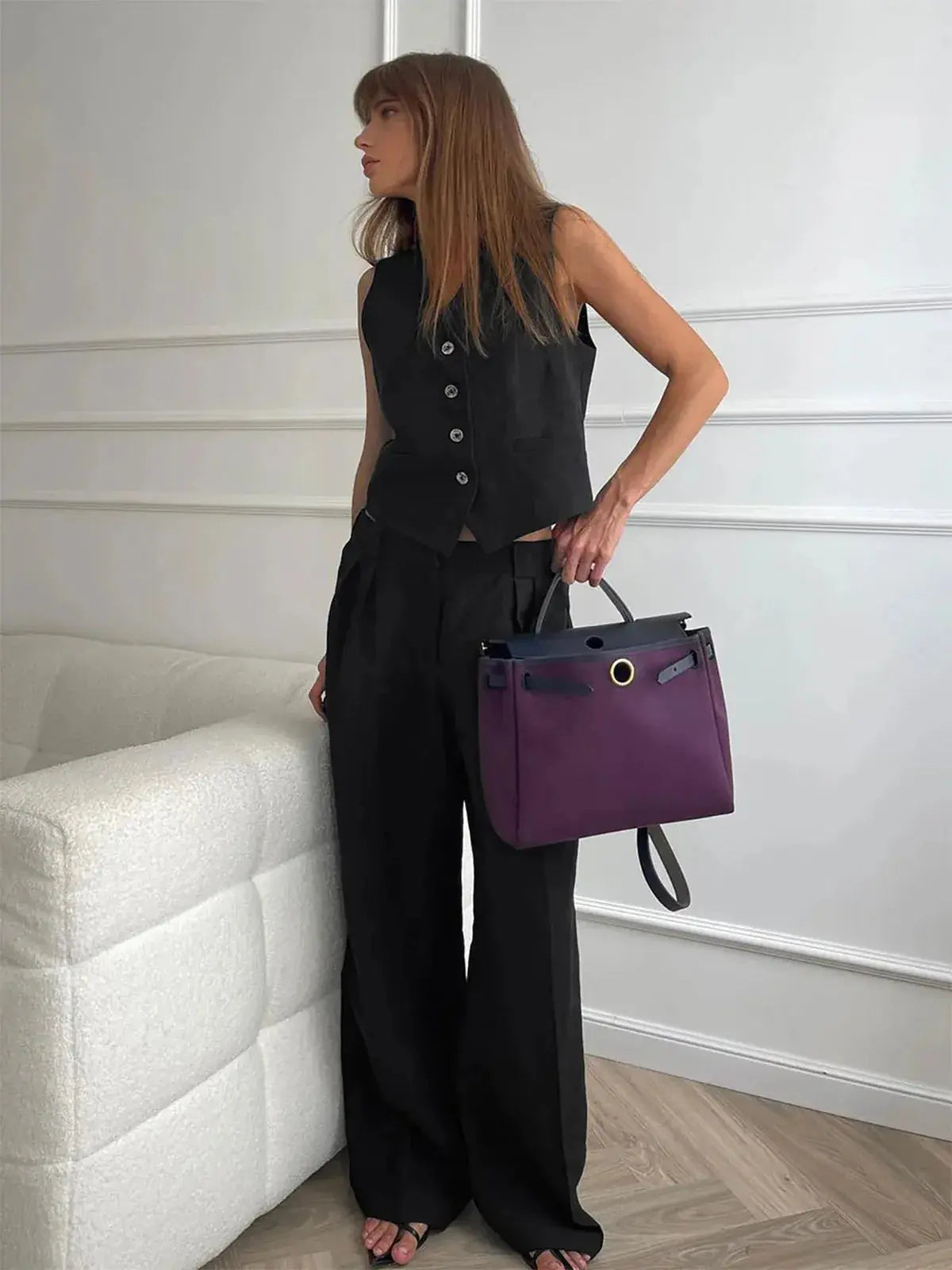 Women's Cotton Linen Waistcoat & Trousers Set | Summer Set