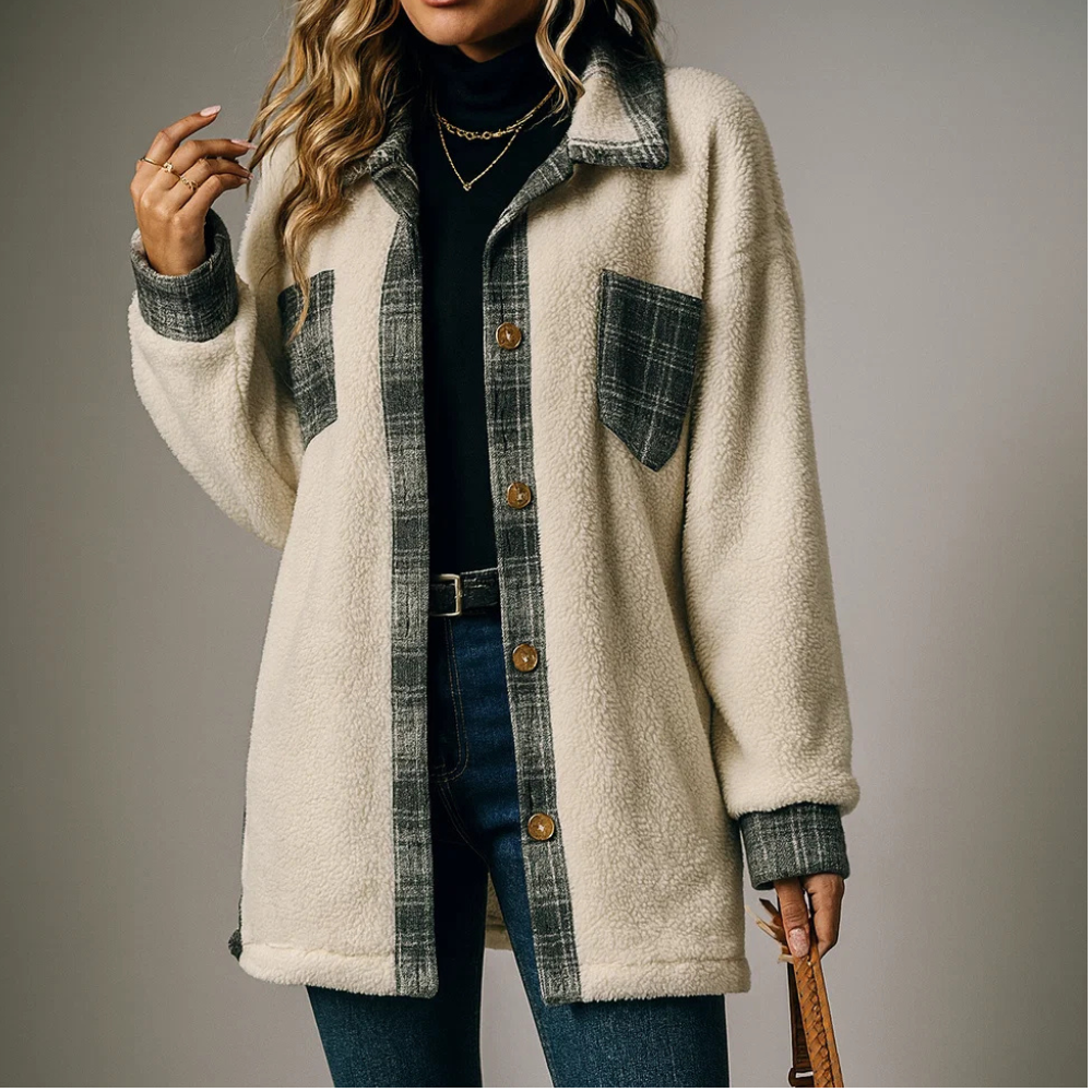 Women's Velvet Plaid Coat | Warm & Stylish Outerwear