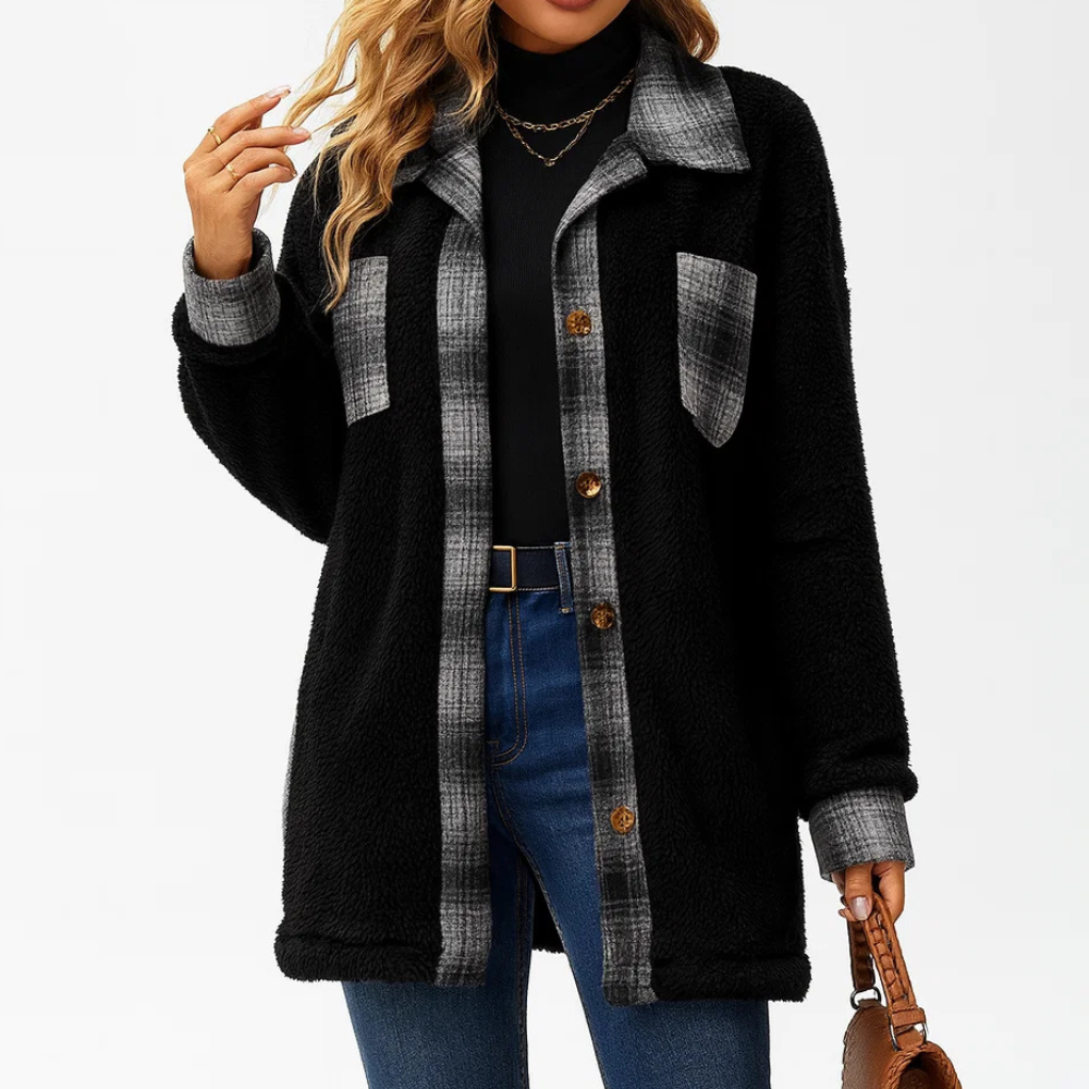Women's Velvet Plaid Coat | Warm & Stylish Outerwear