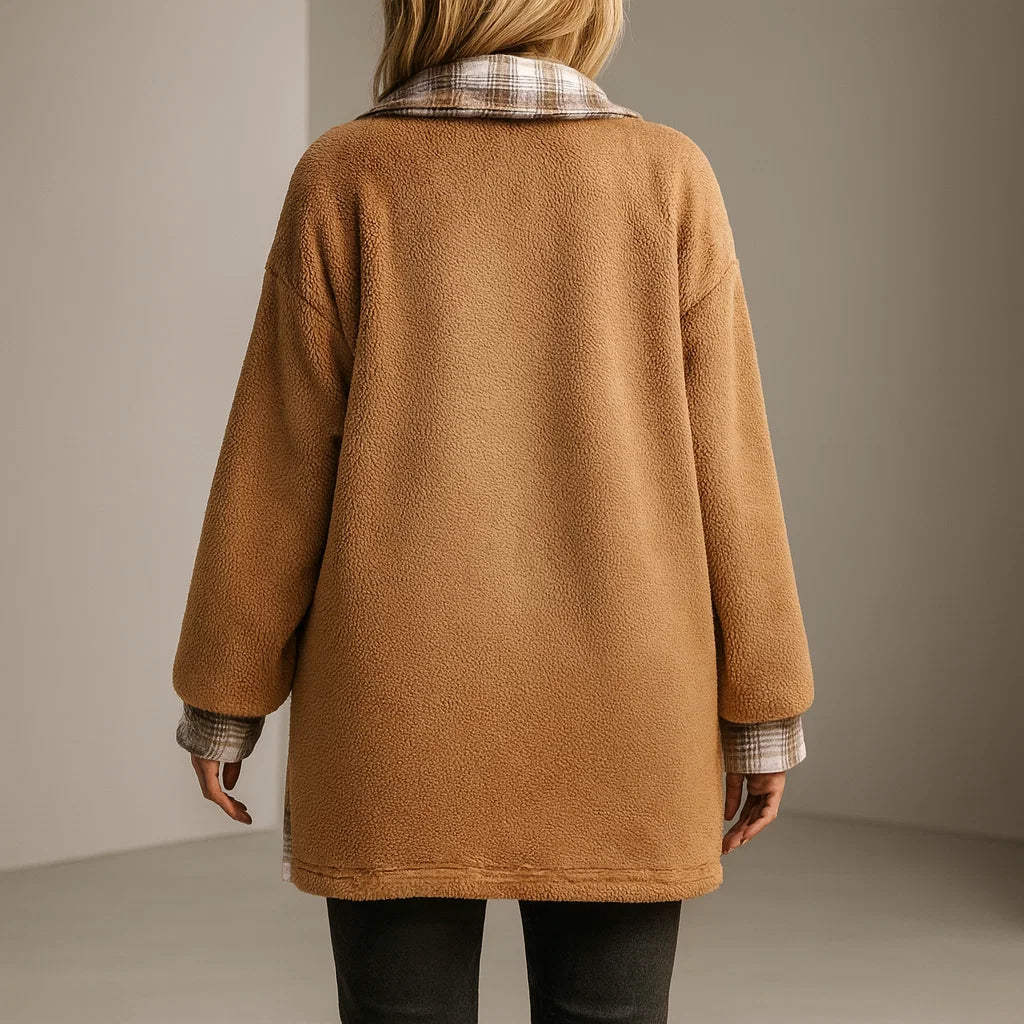 Women's Velvet Plaid Coat | Warm & Stylish Outerwear