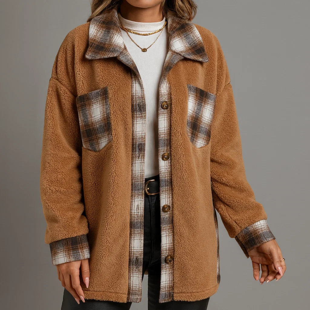Women's Velvet Plaid Coat | Warm & Stylish Outerwear