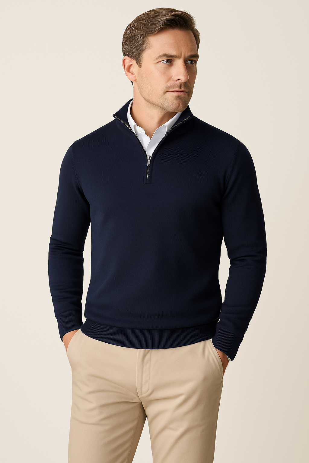 Men’s Cotton Blend Quarter Zip Sweater – Casual Jumper