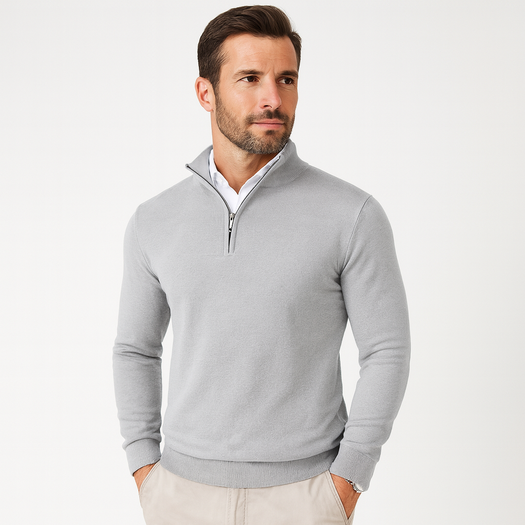 Men’s Cotton Blend Quarter Zip Sweater – Casual Jumper