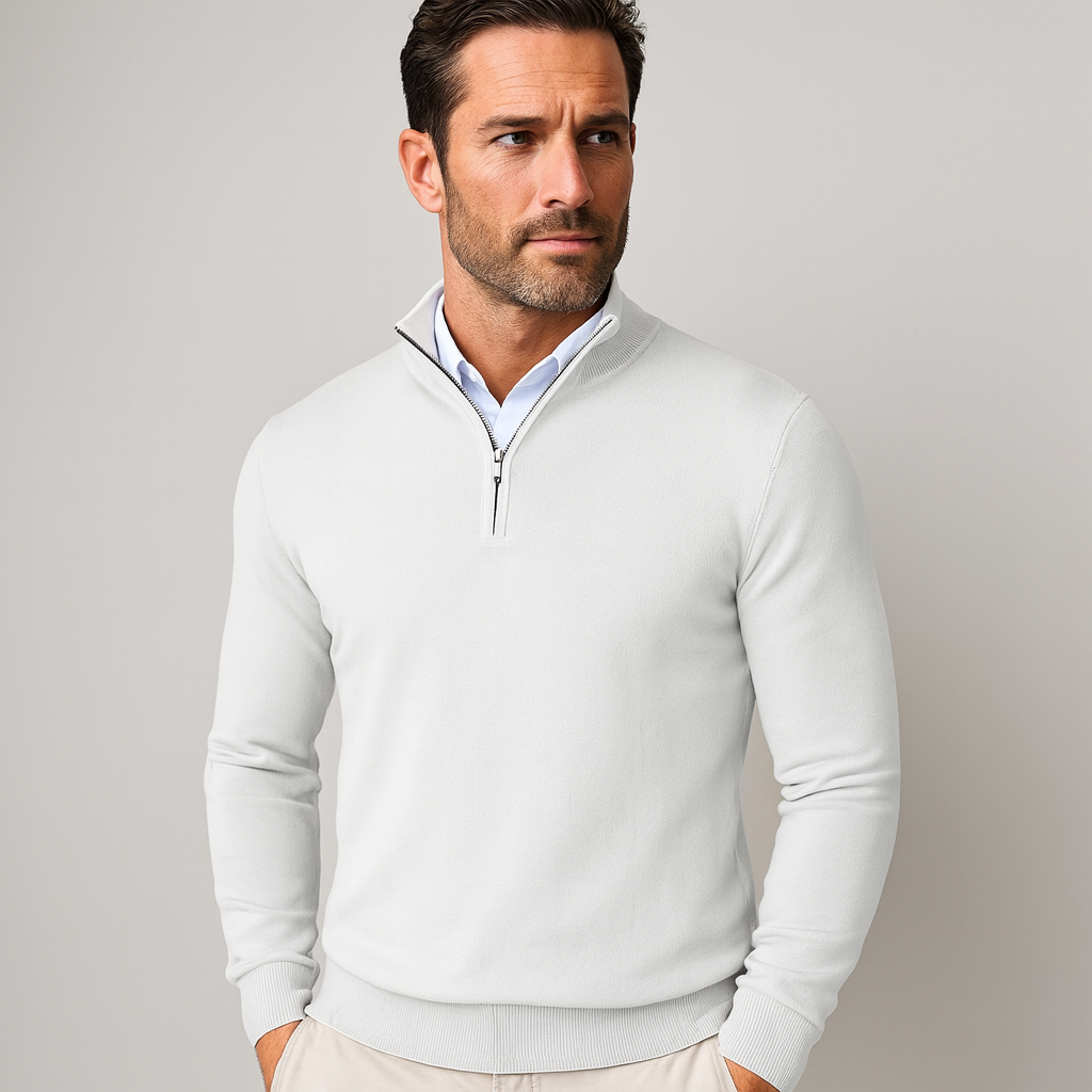 Men’s Cotton Blend Quarter Zip Sweater – Casual Jumper
