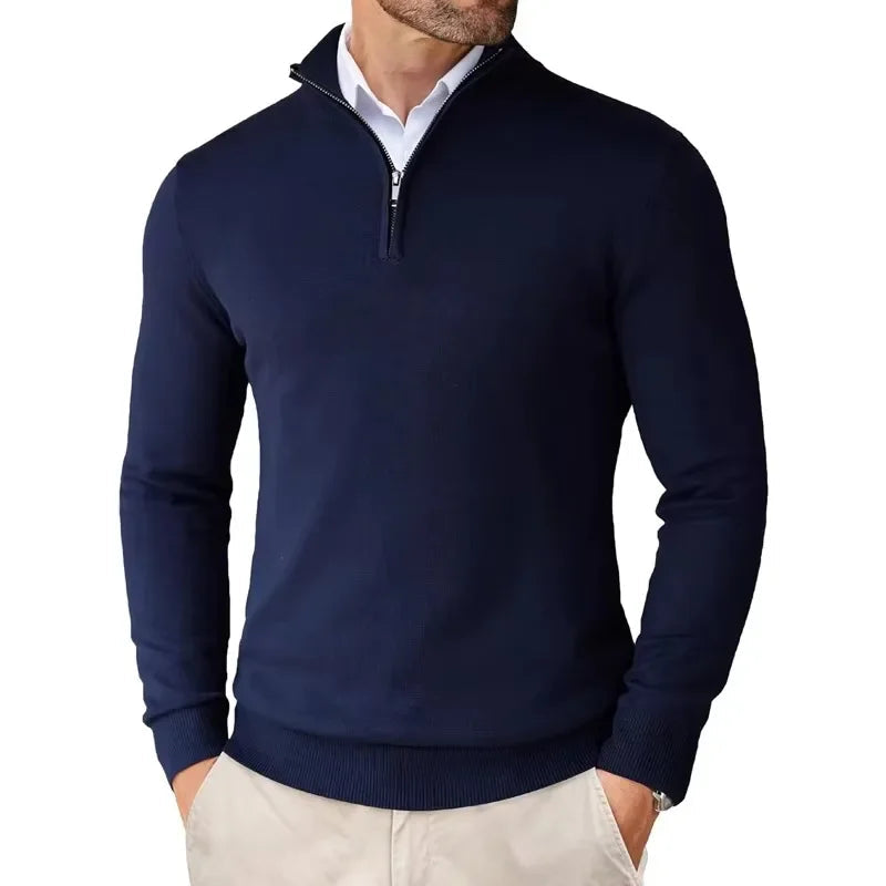 Men’s Cotton Blend Quarter Zip Sweater – Casual Jumper