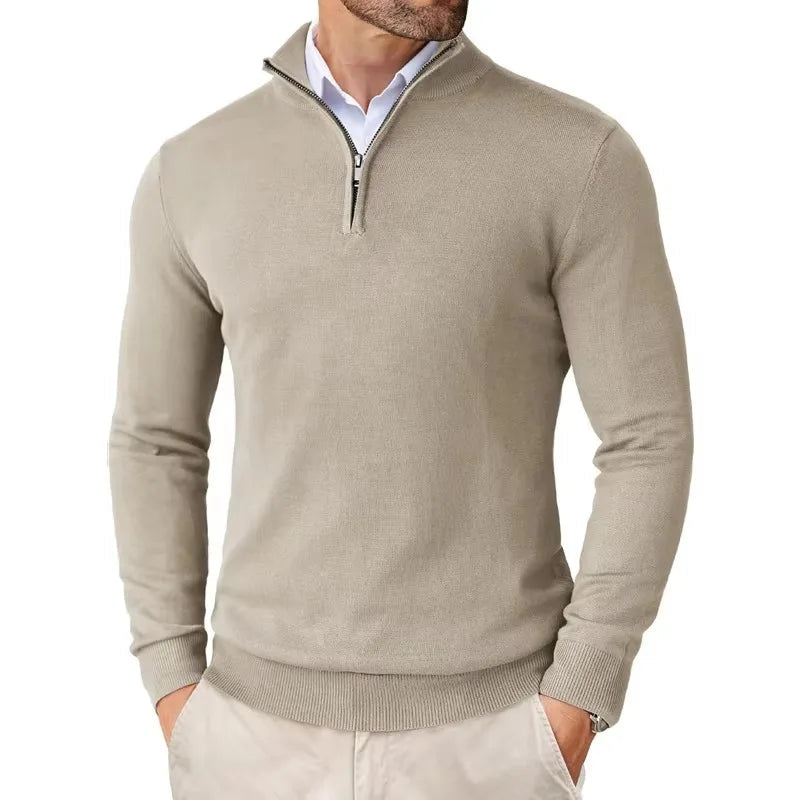 Men’s Cotton Blend Quarter Zip Sweater – Casual Jumper