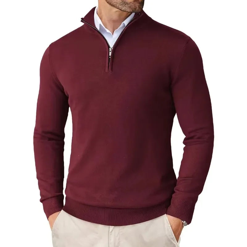 Men’s Cotton Blend Quarter Zip Sweater – Casual Jumper