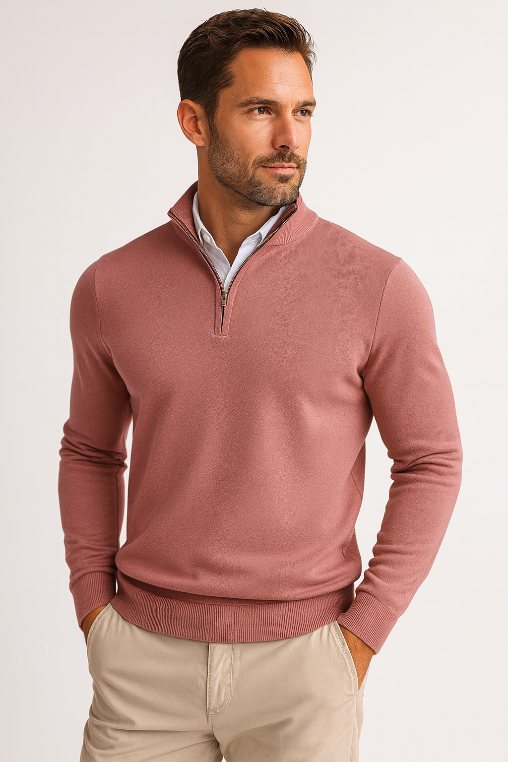 Men’s Cotton Blend Quarter Zip Sweater – Casual Jumper
