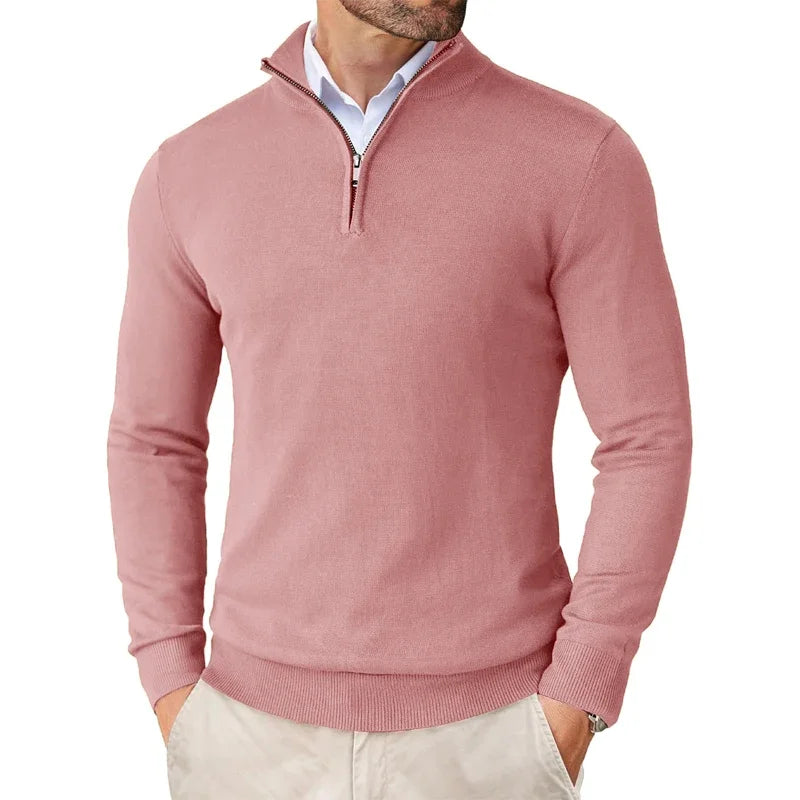 Men’s Cotton Blend Quarter Zip Sweater – Casual Jumper