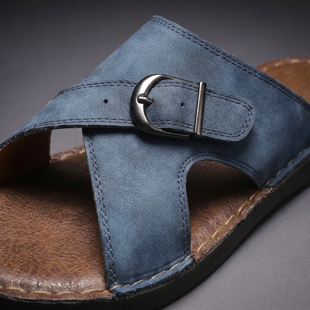Men’s Leather Slide Sandals – Open Toe Summer Shoes