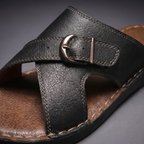 Men’s Leather Slide Sandals – Open Toe Summer Shoes