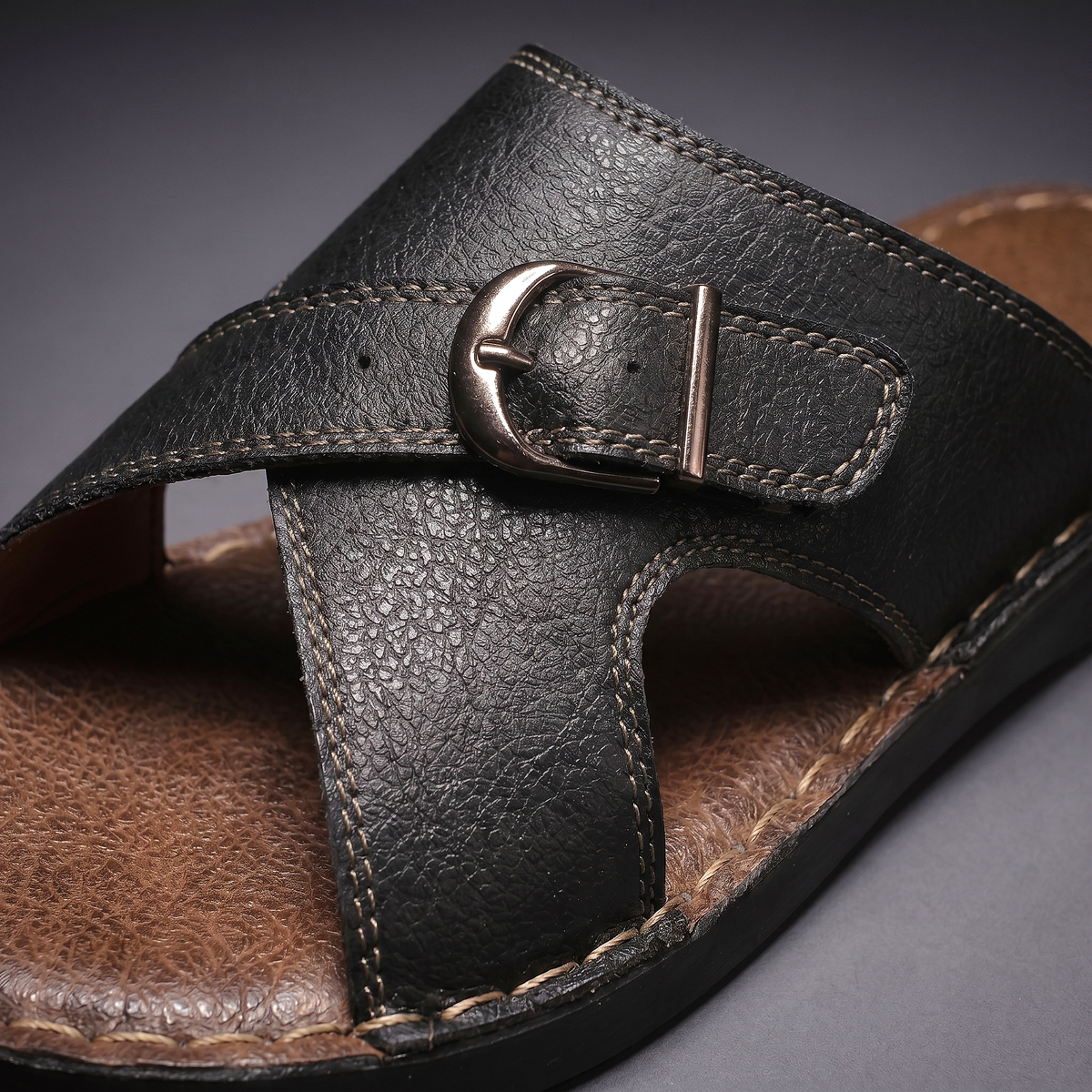 Men’s Leather Slide Sandals – Open Toe Summer Shoes