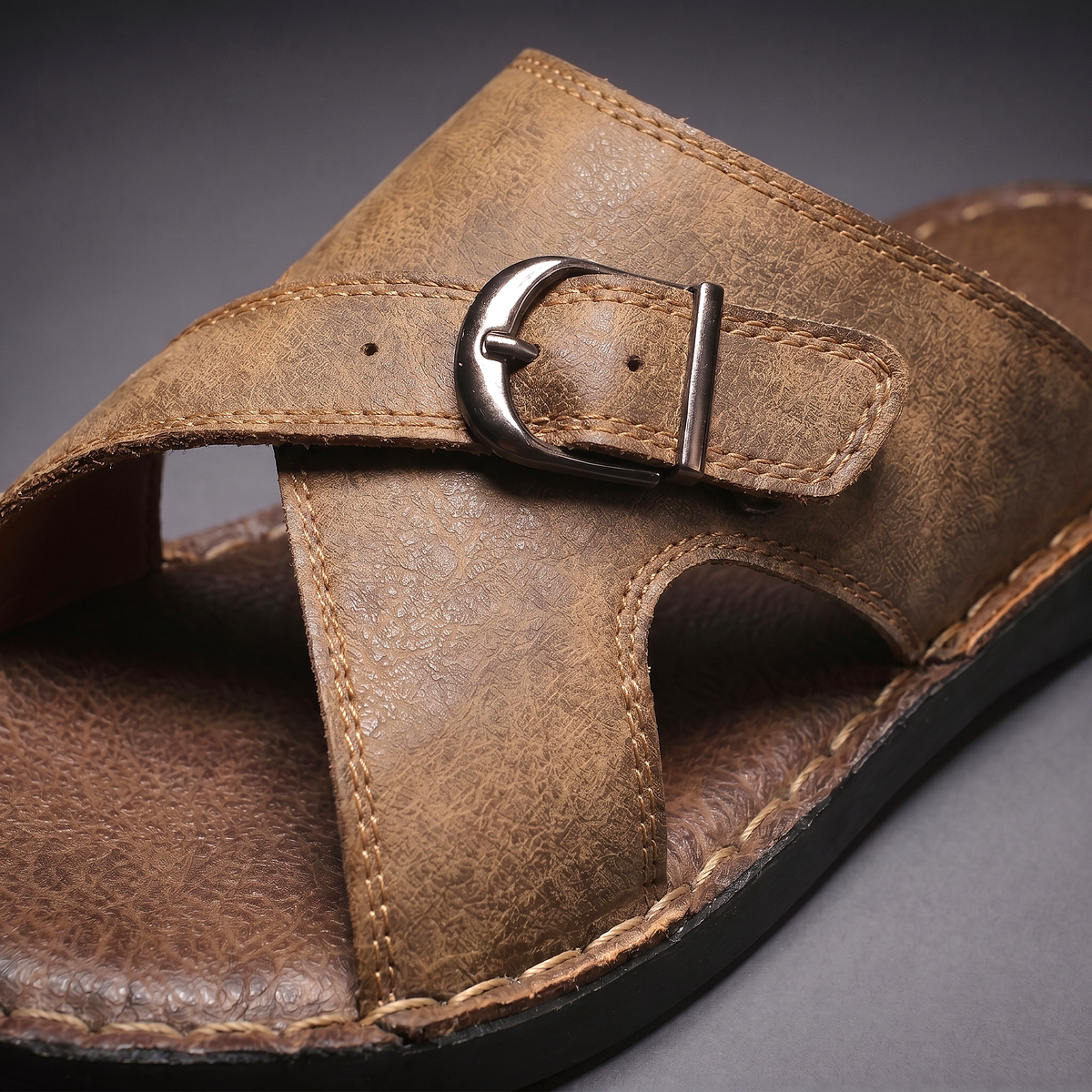 Men’s Leather Slide Sandals – Open Toe Summer Shoes