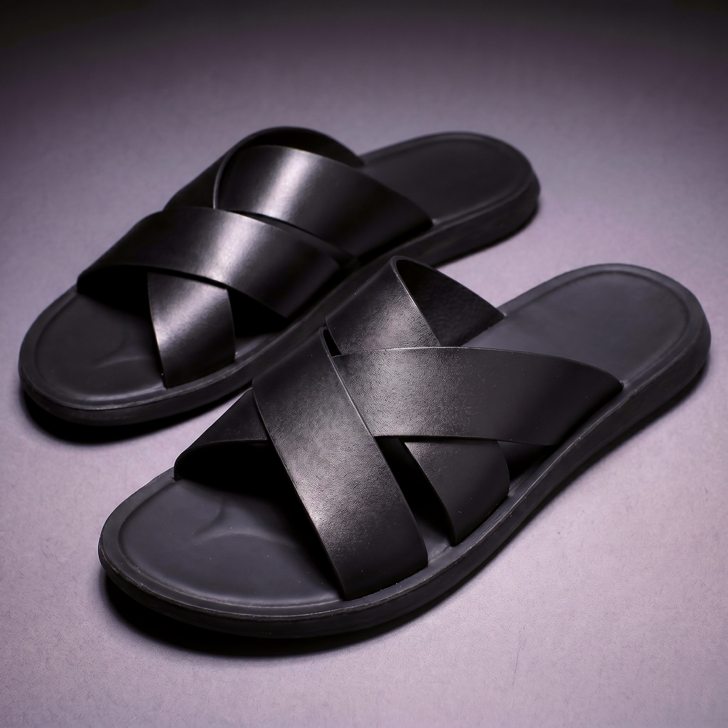 Men’s Leather Cross Sandals – Adjustable Summer Shoes