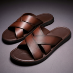 Men’s Leather Cross Sandals – Adjustable Summer Shoes