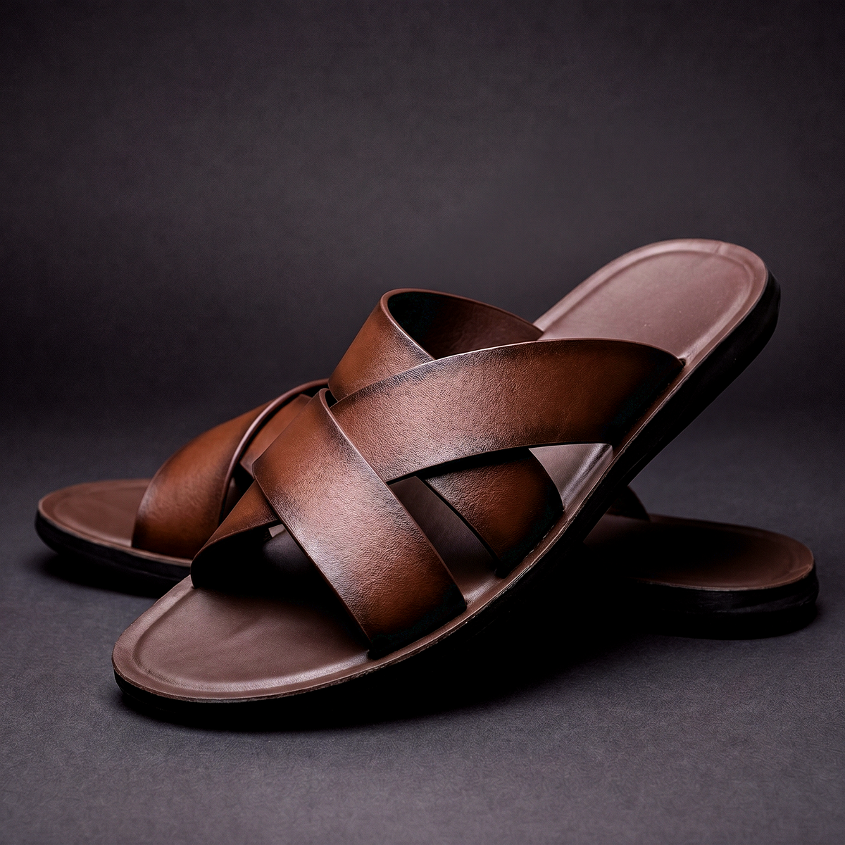 Men’s Leather Cross Sandals – Adjustable Summer Shoes
