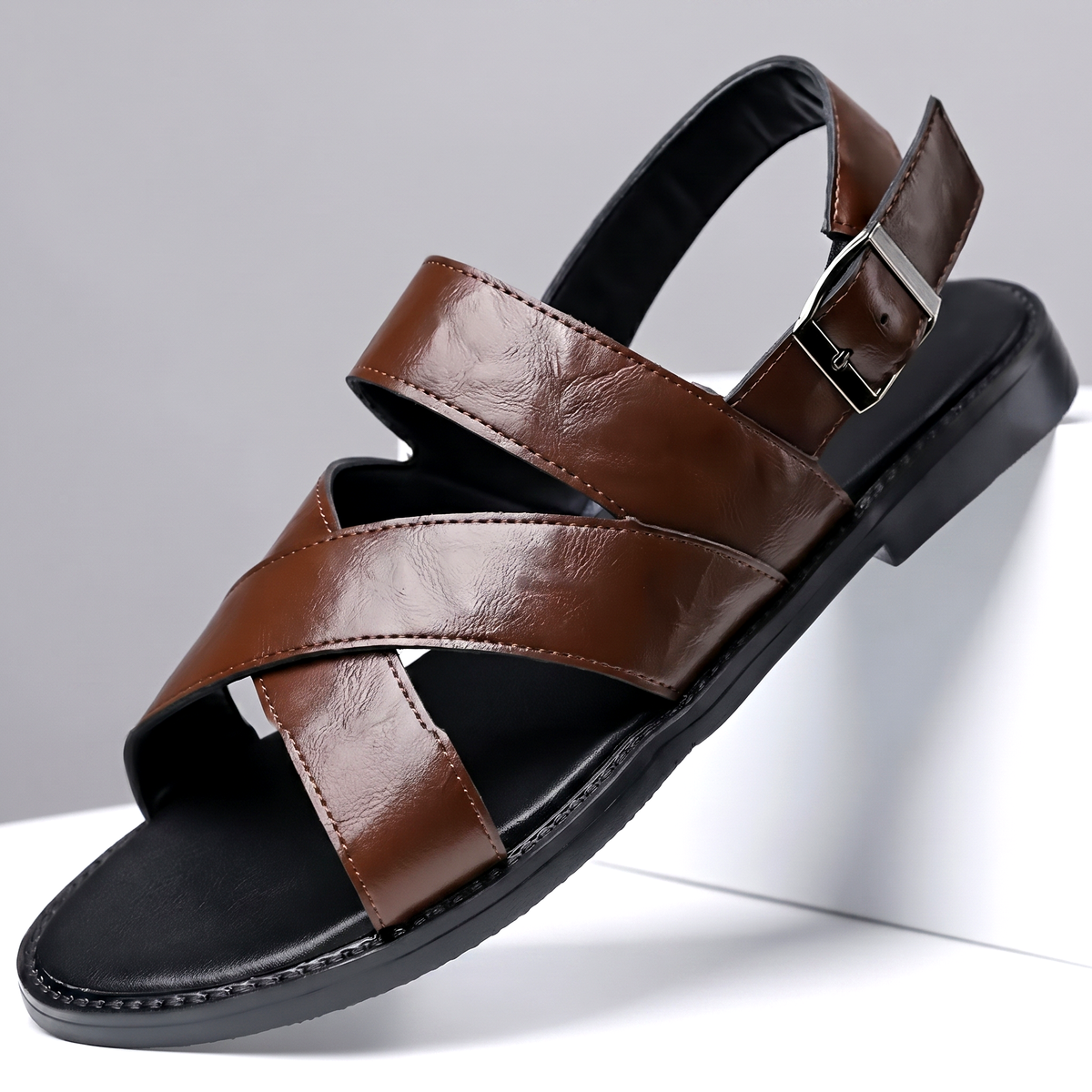 Men’s Leather Sandals – Classic Adjustable Summer Shoes
