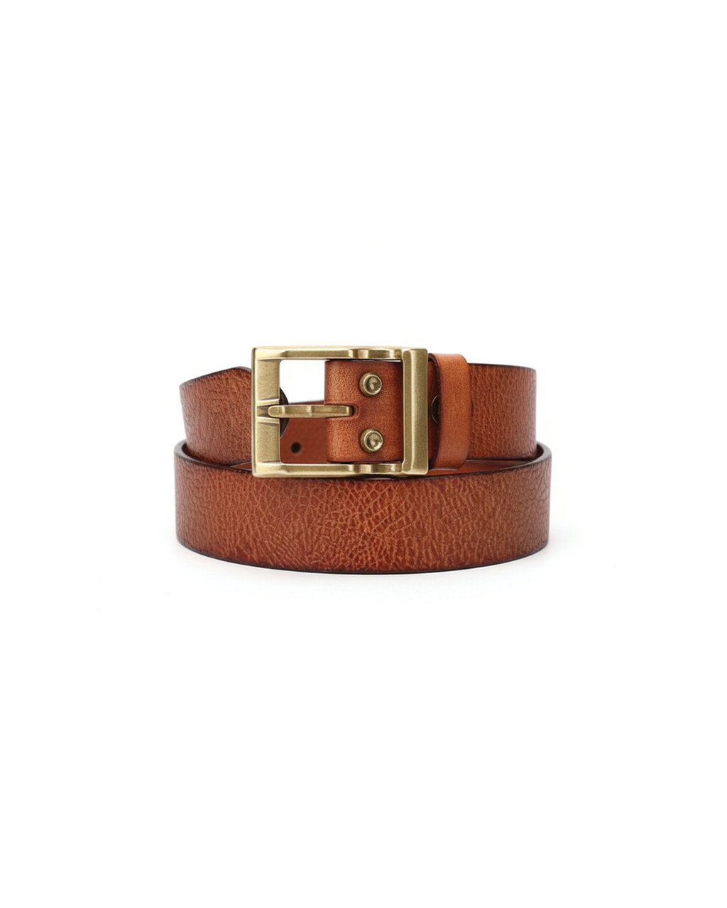 Men's Cowhide Leather Belt Solid Brass Pin Buckle