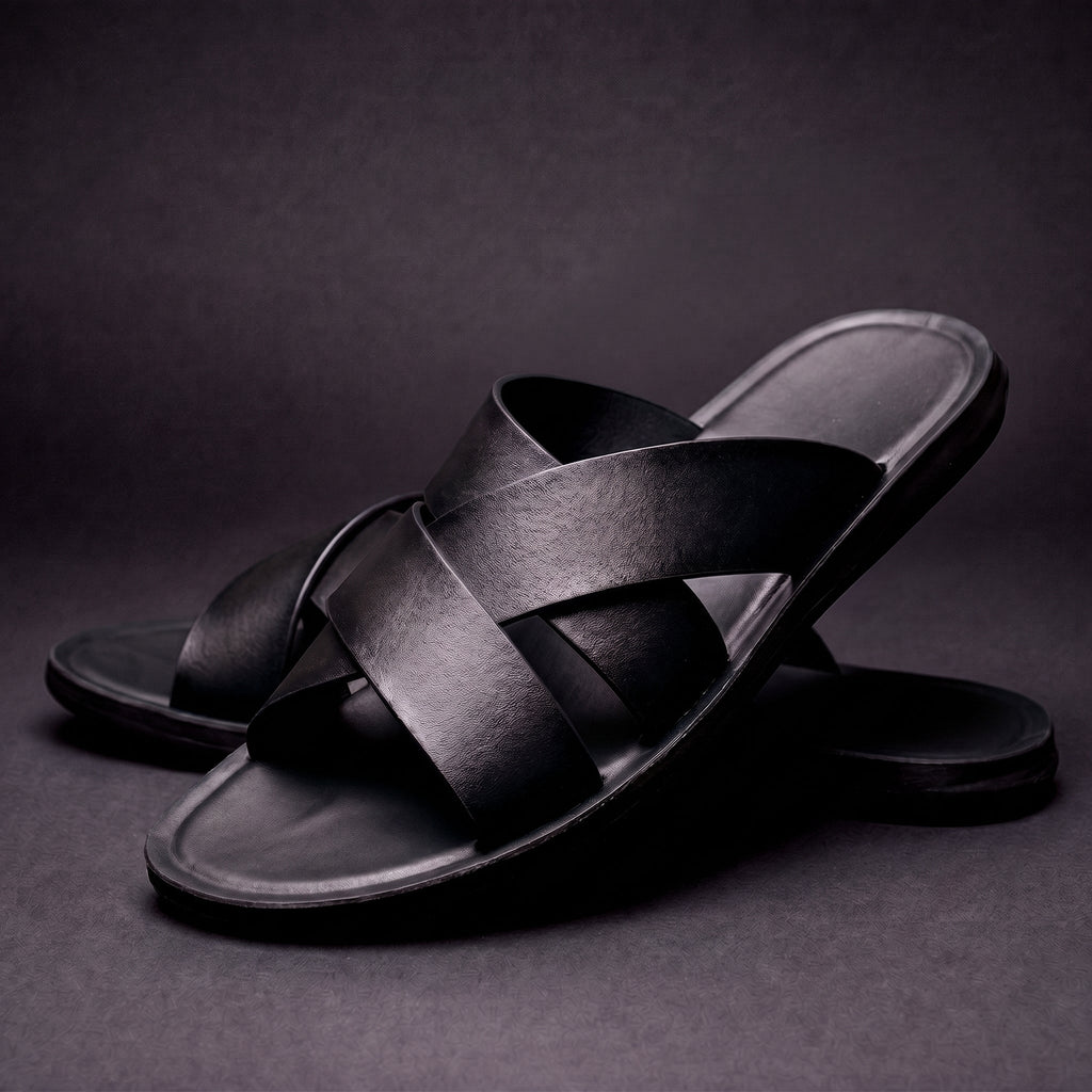 Men’s Leather Cross Sandals – Adjustable Summer Shoes