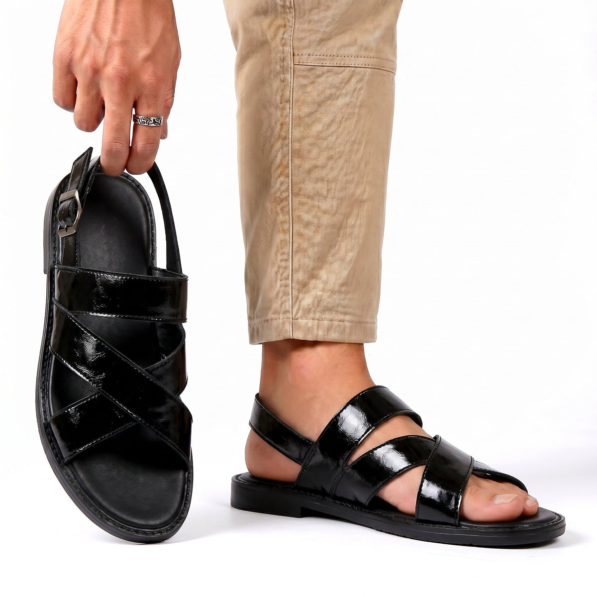 Men’s Leather Sandals – Classic Adjustable Summer Shoes