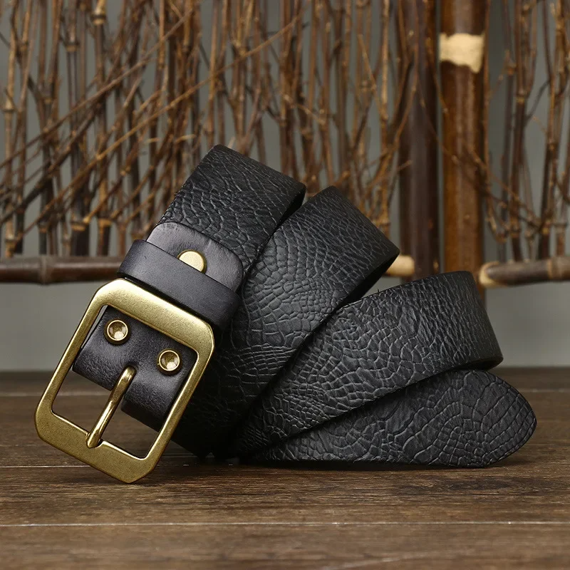 Men's Cowhide Leather Belt Classic Prong Buckle