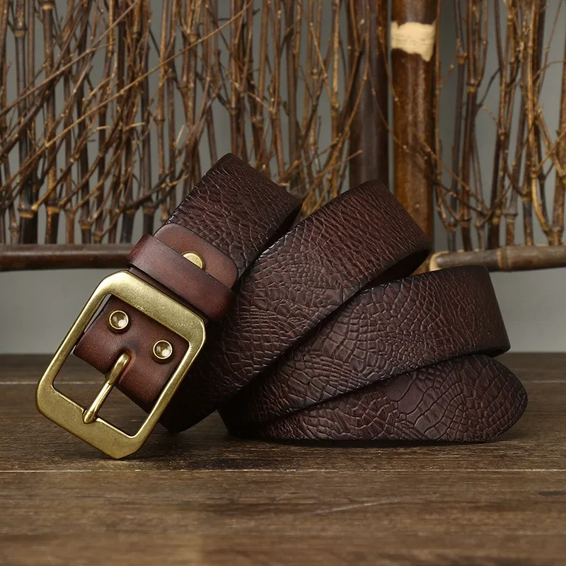 Men's Cowhide Leather Belt Classic Prong Buckle