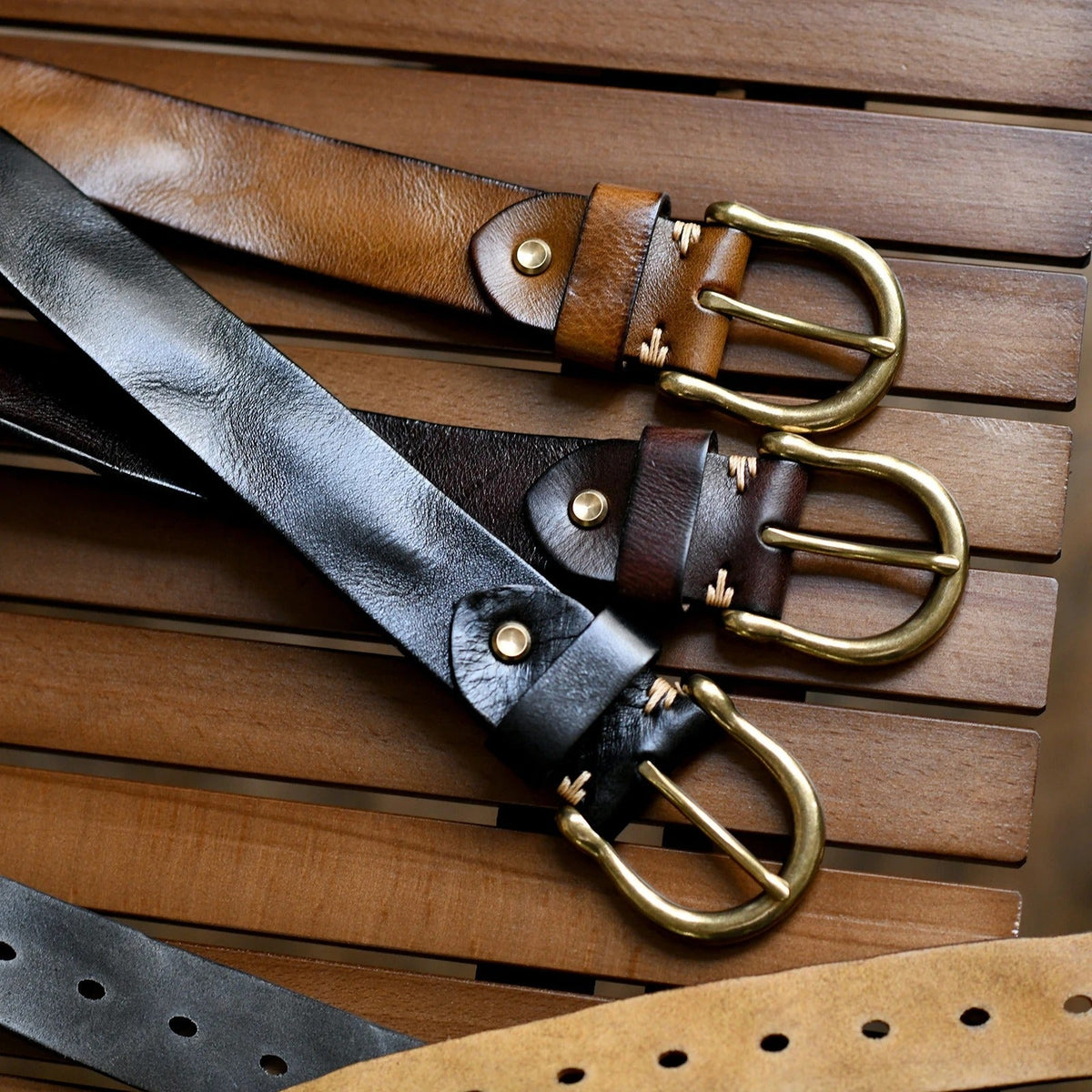 Men's Cowhide Leather Belt | Durable Buckle