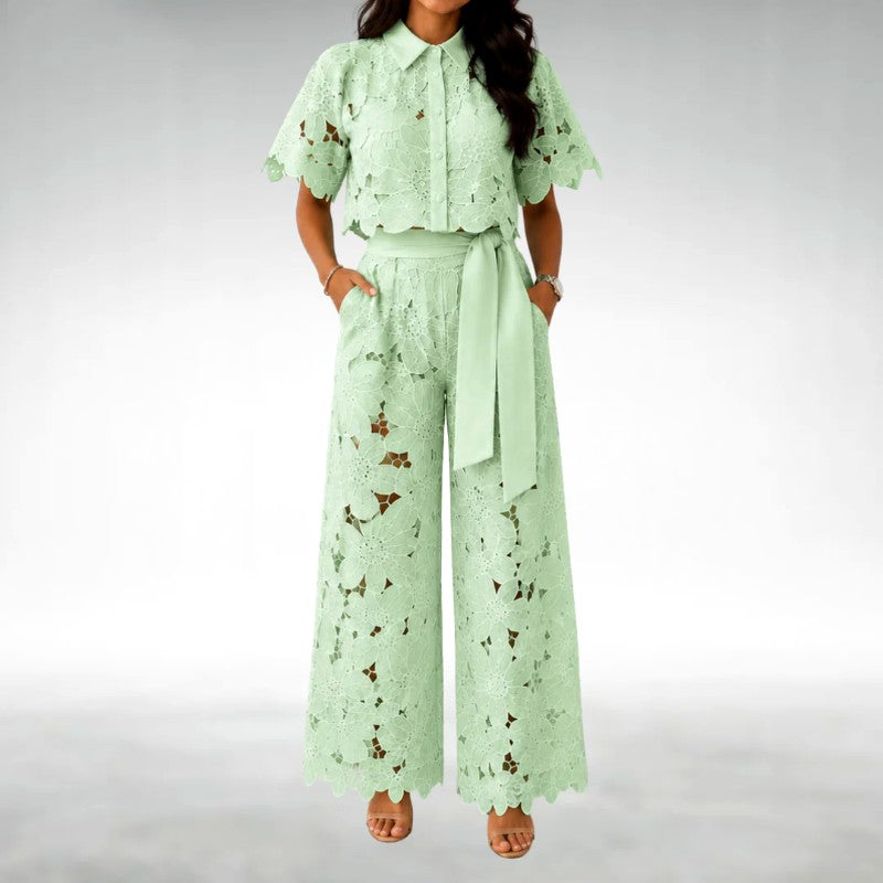 Women's Floral Cutout Outfit Set | Chic Two-Piece Set