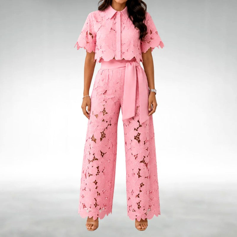 Women's Floral Cutout Outfit Set | Chic Two-Piece Set