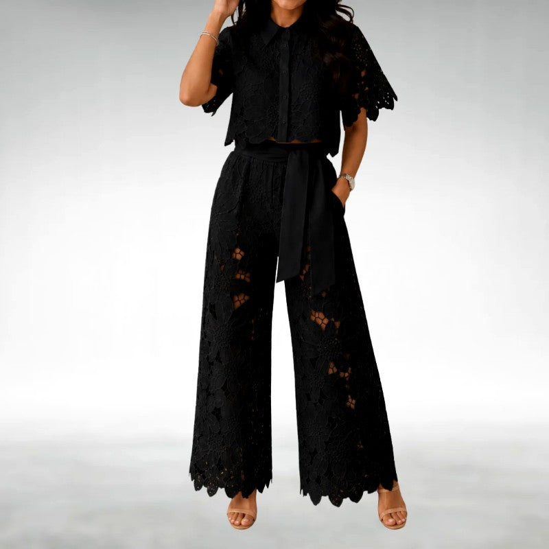 Women's Floral Cutout Outfit Set | Chic Two-Piece Set