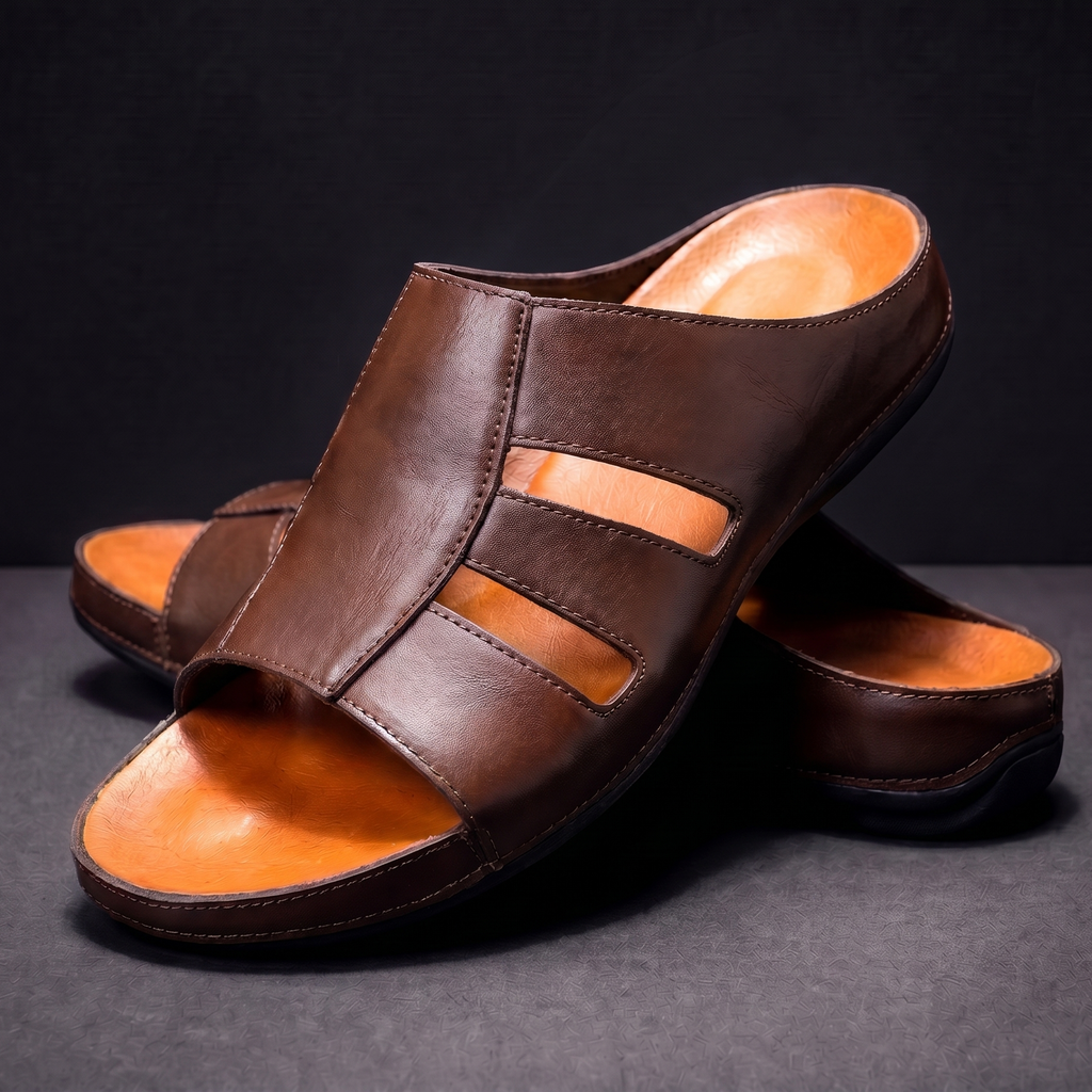 Men’s Leather Sandals – Adjustable Casual Summer Shoes